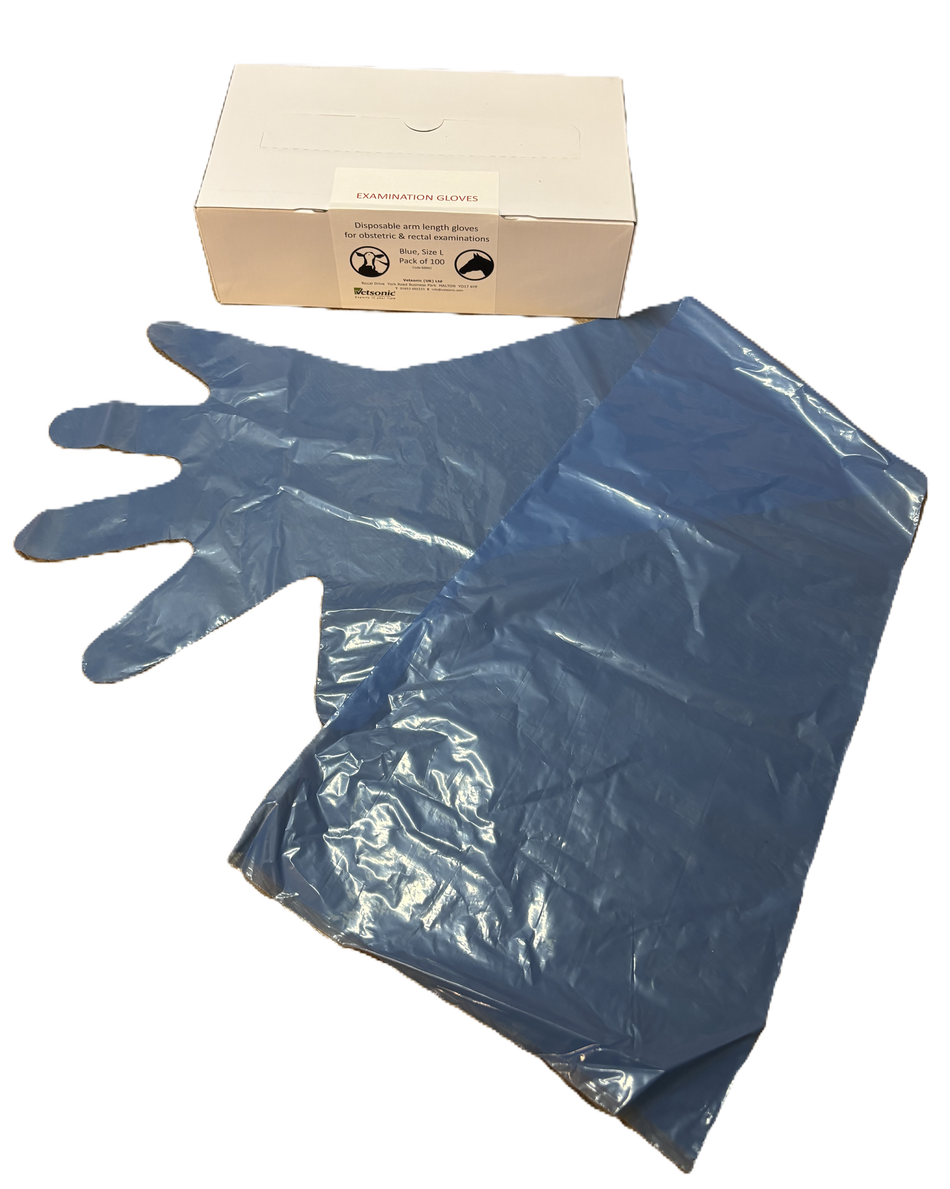 Blue Arm Length Examination Gloves, L